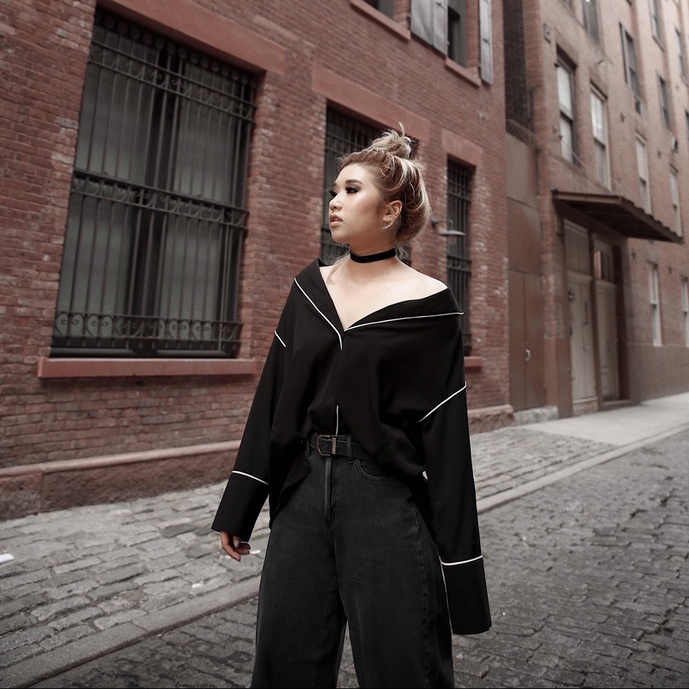 Black pajama style top